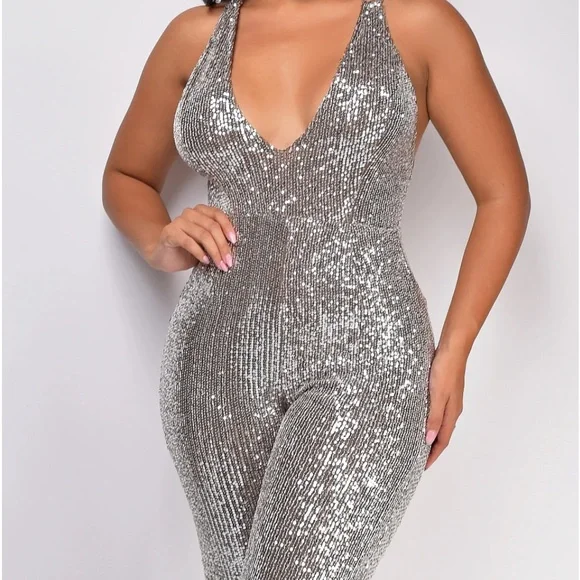 Emprada Sequin V Neck Jumpsuit